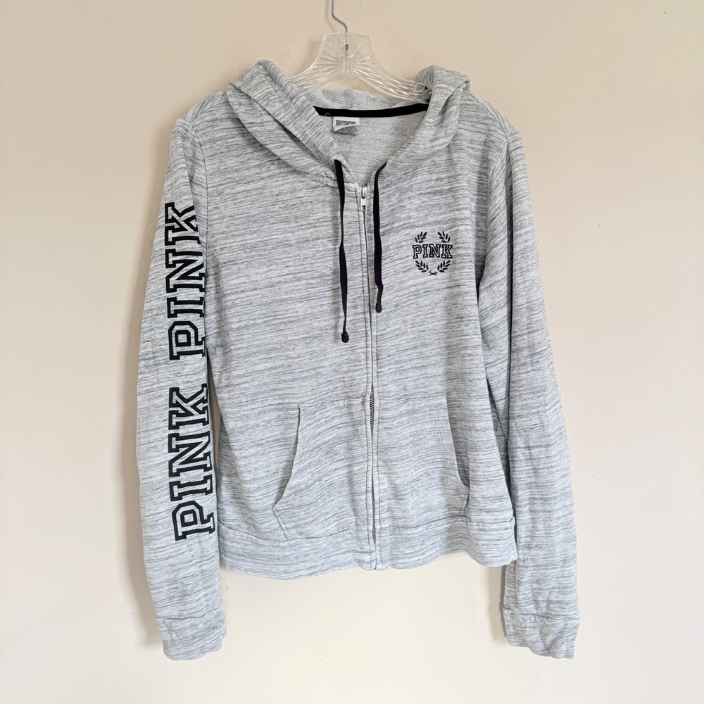 PINK Victoria's Secret Flamingo Miami Beach Sequin Full Zip Hoodie Large Y2K - Picture 10 of 12